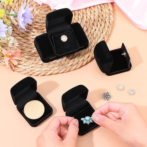 12 Pcs Black Velvet Challenge Coin Presentation Display Box Velvet Gift Box Single Lapel Badge Display Holders with Stereo Display Cardboard for Christmas Wedding Engagement Birthday Anniversary in Saudi Arabia