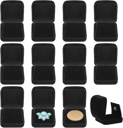 12 Pcs Black Velvet Challenge Coin Presentation Display Box Velvet Gift Box Single Lapel Badge Display Holders with Stereo Display Cardboard for Christmas Wedding Engagement Birthday Anniversary in Saudi Arabia