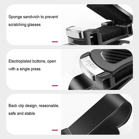 One-Handed car Sunglasses Holder, 2pack Durable Visor Sunglasses Clip, car Interior Accessories for Men and Women, Universal Silicone pad Sunglasses Holder. (Black) in Saudi Arabia