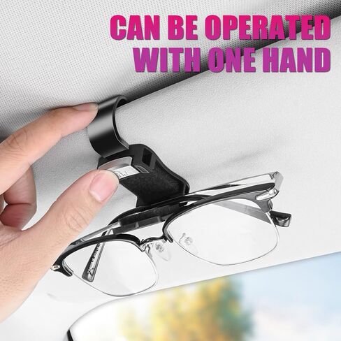 One-Handed car Sunglasses Holder, 2pack Durable Visor Sunglasses Clip, car Interior Accessories for Men and Women, Universal Silicone pad Sunglasses Holder. (Black) in Saudi Arabia