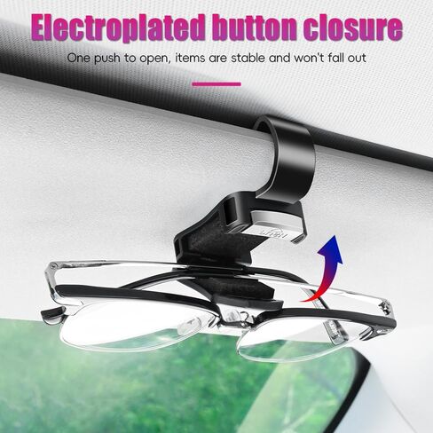 One-Handed car Sunglasses Holder, 2pack Durable Visor Sunglasses Clip, car Interior Accessories for Men and Women, Universal Silicone pad Sunglasses Holder. (Black) in Saudi Arabia