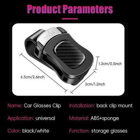 One-Handed car Sunglasses Holder, 2pack Durable Visor Sunglasses Clip, car Interior Accessories for Men and Women, Universal Silicone pad Sunglasses Holder. (Black) in Saudi Arabia