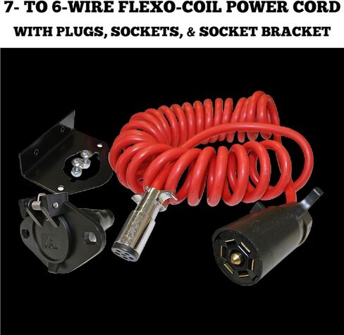 Roadmaster 146-7 Flexo-Coil Power Cords Compatible with Motorhomes with 6-7 Way Sockets | Provides Reliable Electrical Connection Between Motorhome & Towed Vehicle | Durable Coil Design in Saudi Arabia