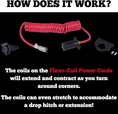 Roadmaster 146-7 Flexo-Coil Power Cords Compatible with Motorhomes with 6-7 Way Sockets | Provides Reliable Electrical Connection Between Motorhome & Towed Vehicle | Durable Coil Design in Saudi Arabia
