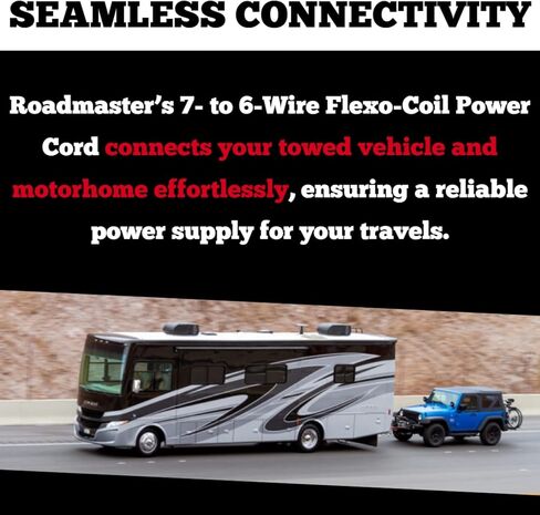 Roadmaster 146-7 Flexo-Coil Power Cords Compatible with Motorhomes with 6-7 Way Sockets | Provides Reliable Electrical Connection Between Motorhome & Towed Vehicle | Durable Coil Design in Saudi Arabia