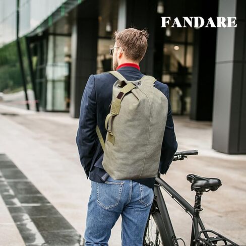 FANDARE Canvas Bucket Bag for Women Men Large Capacity Travel Backpack Retro Street Fashion Carryall Backpack Military Green B L in Saudi Arabia