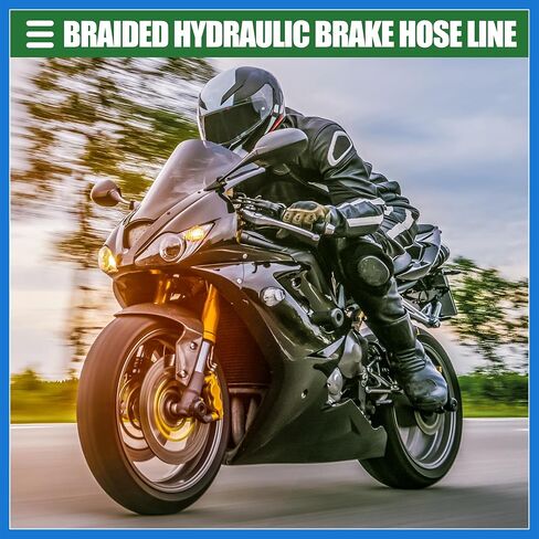 Universal Brake Hose Motorcycle ATV Dirt Bike Motocross Braided Hydraulic Brake Line Oil Hose Pipeline, 140cm, Durable, Metal, Black Army Green, 1 Set Auto Accessories in Saudi Arabia