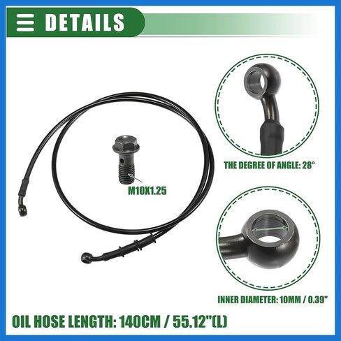 Universal Brake Hose Motorcycle ATV Dirt Bike Motocross Braided Hydraulic Brake Line Oil Hose Pipeline, 140cm, Durable, Metal, Black Army Green, 1 Set Auto Accessories in Saudi Arabia