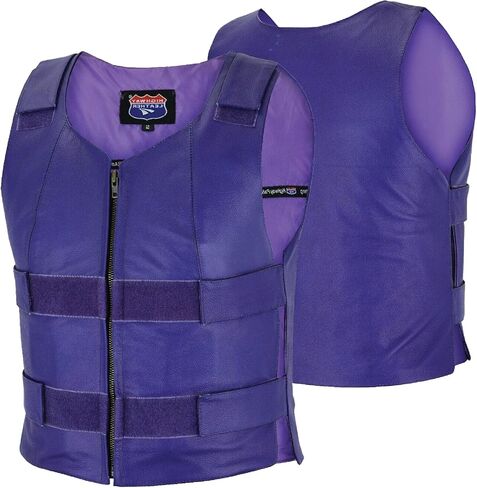 سترة دراجة نارية جلدية أرجوانية للسيدات – نمط تصميم فريق SWAT – معدات ركوب بدون أكمام in Kuwait