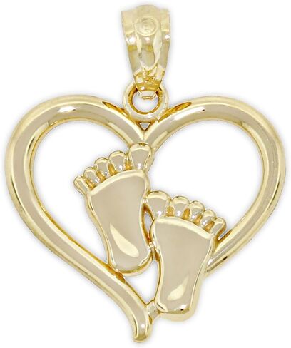 Gold Mini Feet Charm Pendant - 10 Karat Gold in Saudi Arabia
