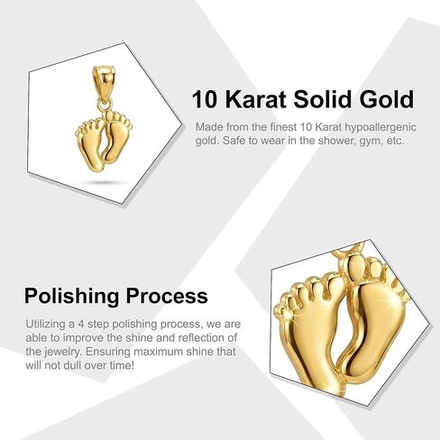 Gold Mini Feet Charm Pendant - 10 Karat Gold in Saudi Arabia