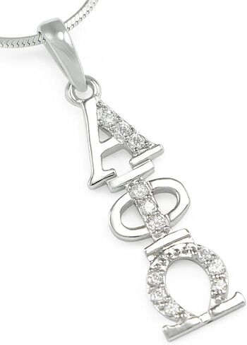 The Collegiate Standard Alpha Phi Omega Sterling Silver Horizontal Lavaliere with Czs in Saudi Arabia