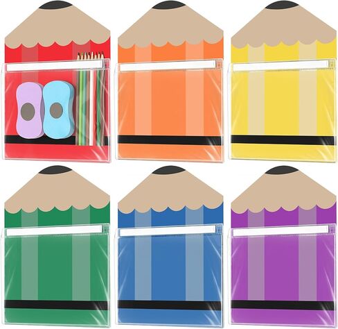6 Pack Classroom Magnetic Pockets, Pencil-Shaped Magnetic File Holders for Whiteboard, Teacher Organizer for Worksheets, Homework & Supplies, 12 x 9.5 Inch in Saudi Arabia