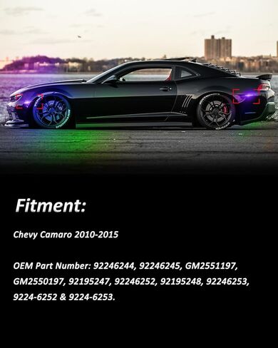 Bestview RGB LED Side Marker Lights Compatible with Chevy Camaro 2010 2011 2012 2013 2014 2015, 16 Color Lighting Clear Lens, Pack of 4 in Saudi Arabia