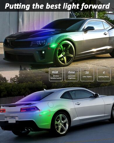 Bestview RGB LED Side Marker Lights Compatible with Chevy Camaro 2010 2011 2012 2013 2014 2015, 16 Color Lighting Clear Lens, Pack of 4 in Saudi Arabia