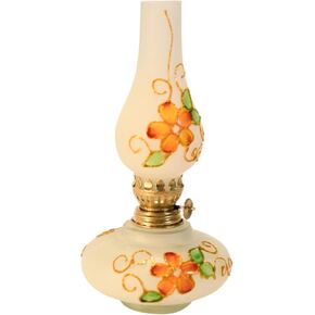 Hand Blown Glass, Green Hand Painted Opaque Finish Oil Lamp 8.5" Tall Great Christmas Gift, Centerpiece, Wedding Gift (Green) in Saudi Arabia