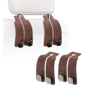 خطافات مسند الرأس للسيارة، خطاف محفظة للسيارة، خطافات مقعد السيارة ذات خطاف مزدوج من الجلد الفاخر، منظم تخزين خلفي للمقعد المزدوج للمحافظ والحقائب وسيارات الدفع الرباعي والشاحنات والمركبات، عبوتان، أسود in Kuwait