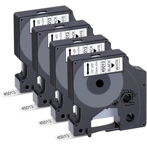 4-Pack Compatible Dymo D1 Label Tape 45013 A45013 45013s - 1/2 Inch(12mm) x 23 Ft Black on White, Replacement Tape Refills for Dymo LabelManager 160/210D/280/360D/420P/220P/260P/450DUO/450D/PnP in Kuwait