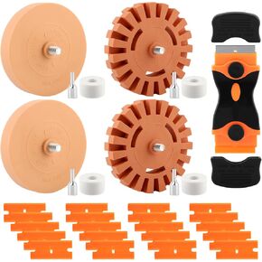 Decal Remover Eraser Wheel Tool Kit with Drill Adapter and Plastic Scraper, 4 Pack Rubber Adhesive Decal Remover Wheel Without Damaging Car Paint for Car Sticker Glue Vinyl Eraser in Kuwait