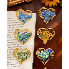 4pcs Metal Clip Heart Bookmarks for Reading Women, Van Gogh Monet Oil Painting Cute Hollow Butterfly Corner Page Book Marks for Teachers Students, Reading Accessories Gifts for Book Lovers in Kuwait