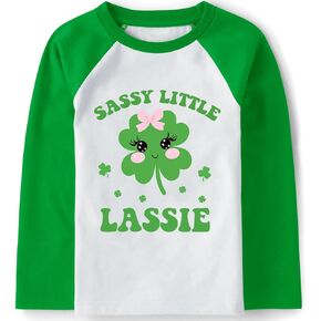 St. Patrick's Day Shirt for Girls Cutest Clover T-Shirt Kids Lucky Shamrock Tops Toddler Long Sleeve Irish Tees 2-12T in Kuwait