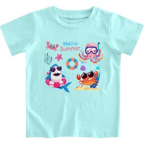 RAISEVERN Girls Clothes Cute Graphic Shirts Kids Short Sleeve T-Shirt Ocean Tee Tops Outifits in Kuwait