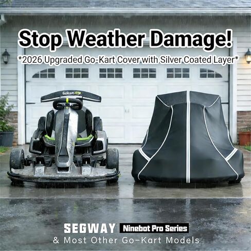 غطاء Go-Kart، الأبعاد 55 طول × 33 عرض × 28 ارتفاع، متوافق مع Segway Ninebot Gokart Pro مصنوع من قماش أكسفورد عالي التحمل مطلي بالفضة ومقاوم للغبار، تصميم محمول خارجي 600D in Kuwait