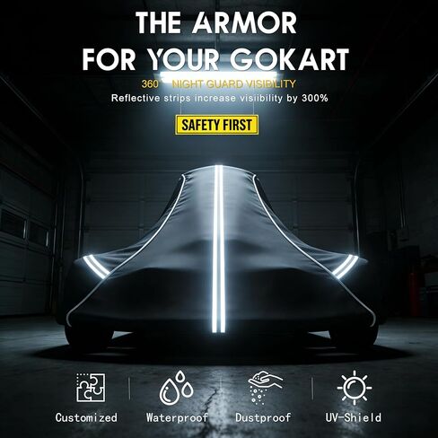 غطاء Go-Kart، الأبعاد 55 طول × 33 عرض × 28 ارتفاع، متوافق مع Segway Ninebot Gokart Pro مصنوع من قماش أكسفورد عالي التحمل مطلي بالفضة ومقاوم للغبار، تصميم محمول خارجي 600D in Kuwait