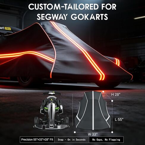 غطاء Go-Kart، الأبعاد 55 طول × 33 عرض × 28 ارتفاع، متوافق مع Segway Ninebot Gokart Pro مصنوع من قماش أكسفورد عالي التحمل مطلي بالفضة ومقاوم للغبار، تصميم محمول خارجي 600D in Kuwait