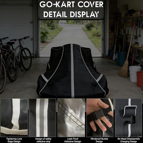 غطاء Go-Kart، الأبعاد 55 طول × 33 عرض × 28 ارتفاع، متوافق مع Segway Ninebot Gokart Pro مصنوع من قماش أكسفورد عالي التحمل مطلي بالفضة ومقاوم للغبار، تصميم محمول خارجي 600D in Kuwait