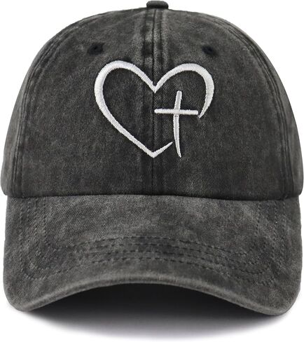 قبعة بيسبول كلاسيكية للأب والأم مع تطريز متقاطع على شكل قلب، قبعة يسوع الدينية قابلة للتعديل in Kuwait