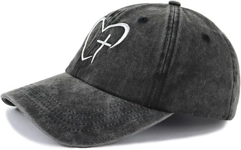 قبعة بيسبول كلاسيكية للأب والأم مع تطريز متقاطع على شكل قلب، قبعة يسوع الدينية قابلة للتعديل in Kuwait