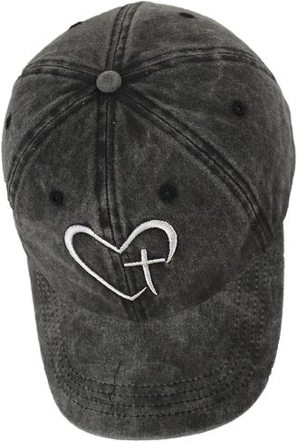 قبعة بيسبول كلاسيكية للأب والأم مع تطريز متقاطع على شكل قلب، قبعة يسوع الدينية قابلة للتعديل in Kuwait