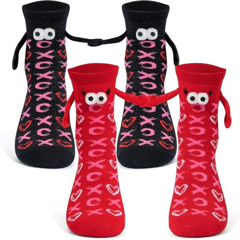 R HORSE Valentine's Day Holding Hands Socks 2 Pairs Funny Magnetic Women Men Couple Socks, Novelty Friendship Couple Gag Valentine Gift for Boyfriend Girlfriend Teens in Saudi Arabia