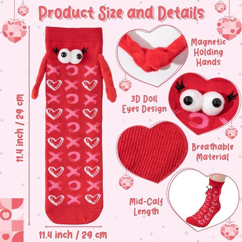 R HORSE Valentine's Day Holding Hands Socks 2 Pairs Funny Magnetic Women Men Couple Socks, Novelty Friendship Couple Gag Valentine Gift for Boyfriend Girlfriend Teens in Saudi Arabia