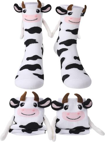 Funny Magnetic Socks Cow 3D Animal Socks Holding Hands for Women in Saudi Arabia