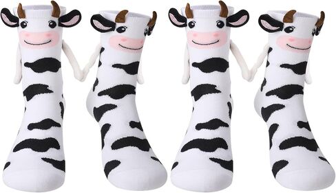 Funny Magnetic Socks Cow 3D Animal Socks Holding Hands for Women in Saudi Arabia