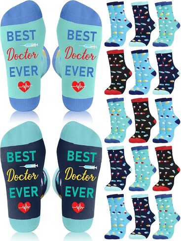 24 Pairs Internatianl Doctors Day Appreciaiton Socks Gifts Bulk Best Doctor Ever Socks Favors for Party Veterinarian Dentist Ems Doctors Day Ems Week Present in Kuwait