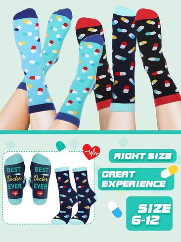 24 Pairs Internatianl Doctors Day Appreciaiton Socks Gifts Bulk Best Doctor Ever Socks Favors for Party Veterinarian Dentist Ems Doctors Day Ems Week Present in Kuwait
