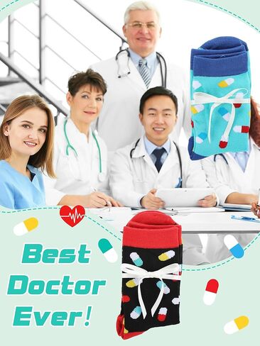 24 Pairs Internatianl Doctors Day Appreciaiton Socks Gifts Bulk Best Doctor Ever Socks Favors for Party Veterinarian Dentist Ems Doctors Day Ems Week Present in Kuwait