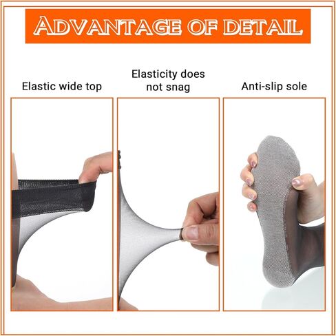 3Pairs Knee High Nylons for Women, Nylon Stockings, Anti-Slip Sheer Knee High Stockings with Reinforced Soles Wide Calf(Black, Nude) in Kuwait