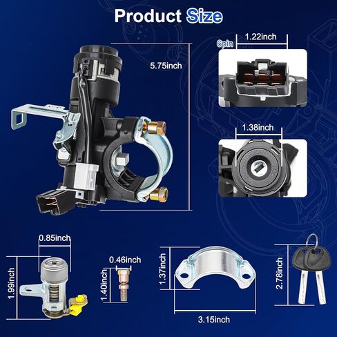 مجموعة مفتاح الإشعال 81910-1R110 مع أسطوانة قفل الباب ومفتاحين مناسبين لسيارة Hyundai Accent 2012-2017، Dodge Attitude 2012-2014، أسطوانة قفل الإشعال مع مفتاح استبدال 81900-1RJ00 in Saudi Arabia