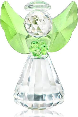 H&D HYALINE & DORA Crystal Guardian Angel تماثيل مصنوعة يدويًا من الزجاج تماثيل الملاك هدايا للنساء الربيع القديس باتريك يوم الملاك زخرفة الديكور تحصيل (شفاف، أخضر) in Saudi Arabia