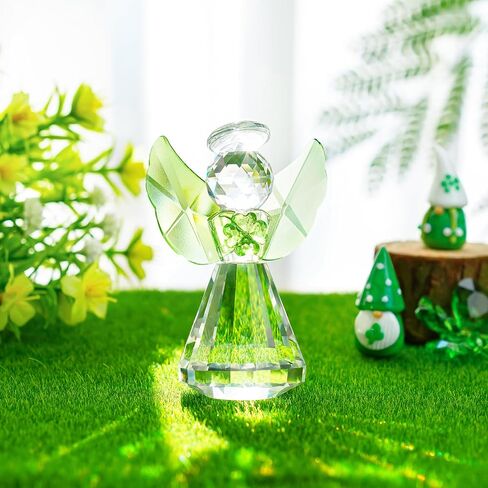 H&D HYALINE & DORA Crystal Guardian Angel تماثيل مصنوعة يدويًا من الزجاج تماثيل الملاك هدايا للنساء الربيع القديس باتريك يوم الملاك زخرفة الديكور تحصيل (شفاف، أخضر) in Saudi Arabia