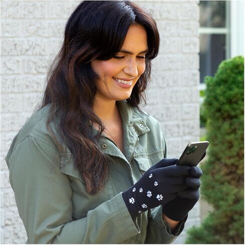 GreaterGood Out & About Paw Print Touch قفازات مطرزة تعمل باللمس متوافقة مقاس واحد يناسب الجميع للنساء في الطقس البارد in Saudi Arabia