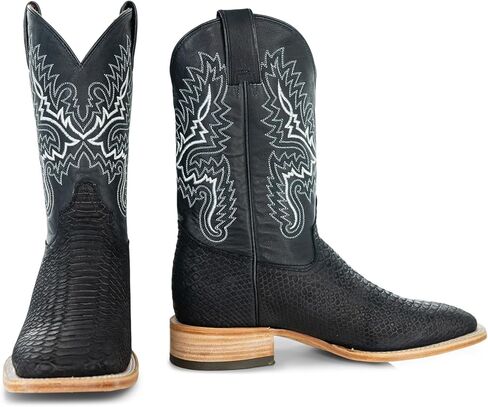 Soto Boots Men's Python Print Square Toe Cowboy Boots H4023 in Saudi Arabia