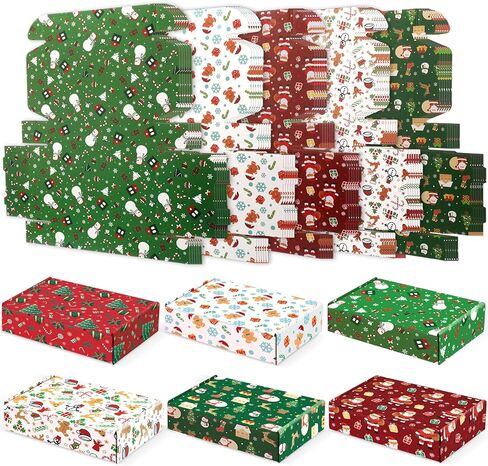ForraFun 30 Pack Christmas Gift Boxes Xmas Christmas Box Decorative Empty Cardboard Xmas Shipping Boxes for Wrapping Holiday Present Business, 12 x 9 x 3 Inches in Kuwait