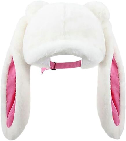 Women's Bunny Beanie Hat Plush Visor Skull Cap Winter Warm Detachable Long Rabbit Ears Hat Cute Y2k Baseball Hat in Saudi Arabia