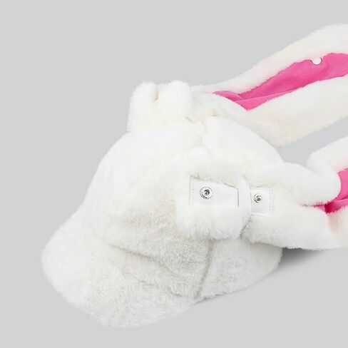 Women's Bunny Beanie Hat Plush Visor Skull Cap Winter Warm Detachable Long Rabbit Ears Hat Cute Y2k Baseball Hat in Saudi Arabia