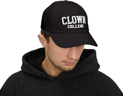Clown College Black 6-Panel Dad Hat with Embroidered Graphic - Funny Hats with Sayings, University, School, Fool, Jokester, Circus, Clowns, Clowning, Prankster, Prank, Pranks in Saudi Arabia